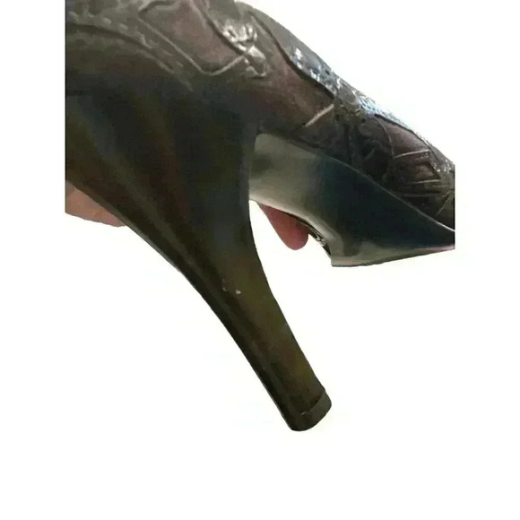 COPY - Carlos Santana Brown with Applique design Peep Toe Heels, Size 8 1/2 M, … - Picture 9 of 10